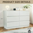 thumbnail image 5 of LLUMAMIN 6 Drawer Dresser, Modern Wood Chest of Drawers with Concealed Handles, TV Stand Large Storage Organizer for Bedroom, Living Room, White, 47.2" L x 15.8" W x 30.9" H, 5 of 11