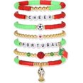 thumbnail image 1 of YanonmyfdWorld Soccer Game-day Cup Bracelet Stack Set 7pcs Softball/Baseball/Basketball/Soccer/Volleyball/Tennis/Football Stretch Sports Fans Jewelry Sports Beaded Bracelets with Charms,S-Portugal, 1 of 19