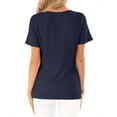 thumbnail image 4 of Women Short Sleeve Crossed Surplice Button Tops, 4 of 5