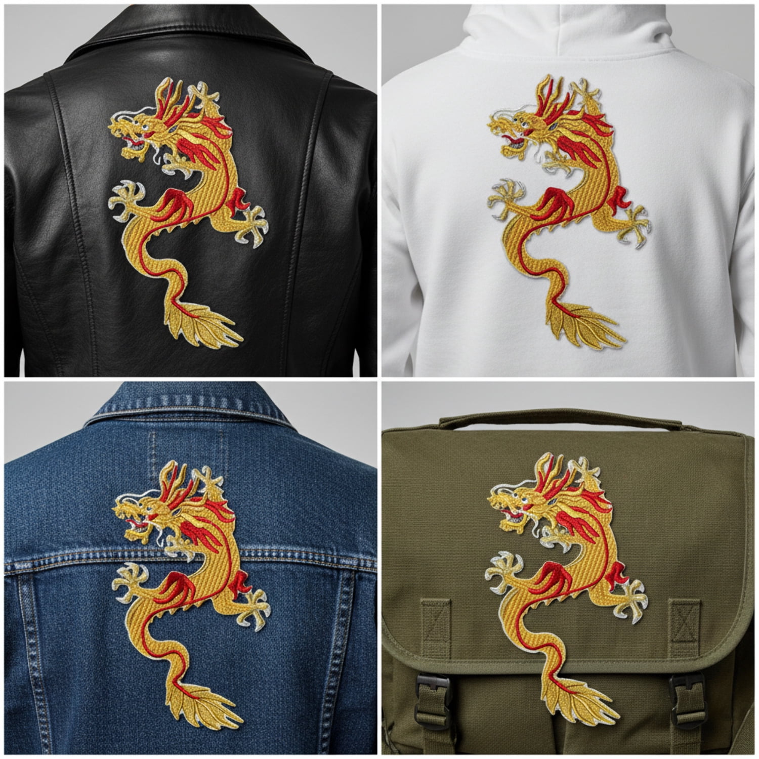 BeyondVision Custom Yellow Dragon Embroidery Iron On/Sew Patch [6.54" 4.7"]