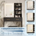thumbnail image 3 of M optimized Vanity Desk with Mirror and Lights, Makeup Vanity with 2 Drawers & Open Storage Shelves, Cabinet, 3 Lighting Modes Adjustable Brightness, Bedroom Dressing Table, 3 of 8