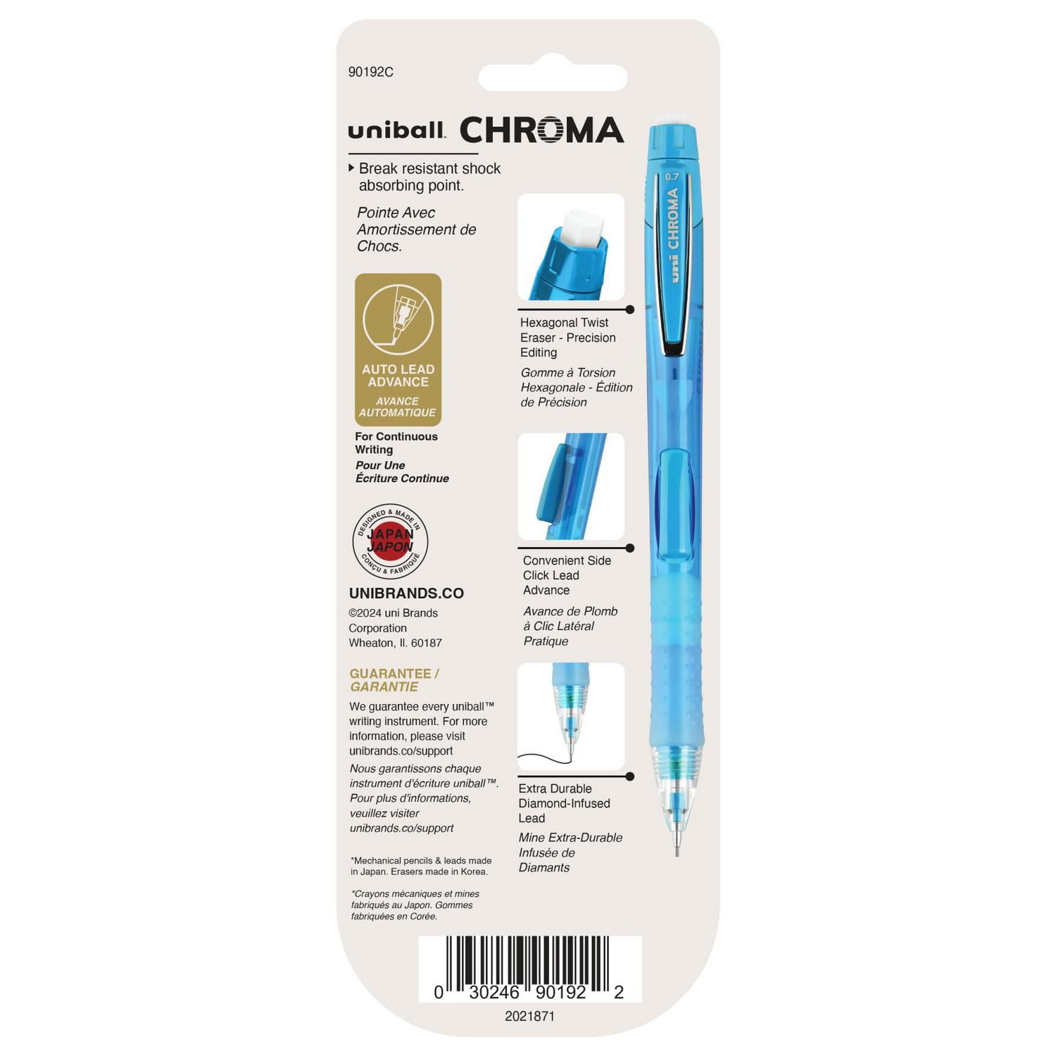 Kit de démarrage pour portemine uni® Chroma, 0,7 mm, HB #2, baril assorti - paquet de 2