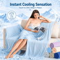 thumbnail image 5 of Silky Satin Cooling Blanket, Lightweight Breathable Summer Throw, Ultra-Thin No-Fill Bed Blanket for Sofa Nap Travel (Green), 5 of 6