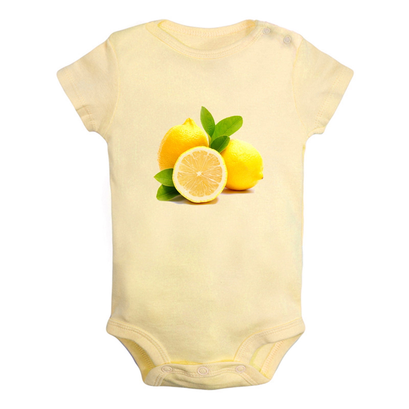 Fruit Lemon Image Print Rompers For Babies Newborn Baby Unisex Bodysuits Infant Jumpsuits Toddler 0-24 Months Kids One-Piece Oufits (Yellow 12-18 Months)