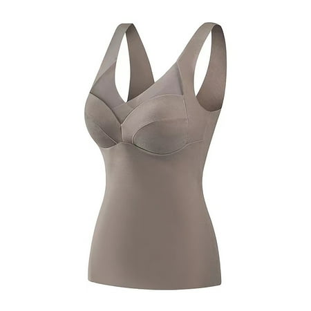 

Gotyou Mesh Women s Large Szie Thermal Underwear With Chest Pad Bottom Vest Bottom Underwear Gray XL