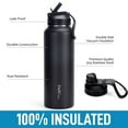 thumbnail image 5 of Sports Water Bottle with Straw & Spout Lids, 22 oz Double Wall Vacuum Insulated Stainless Steel with Wide Mouth, 5 of 7