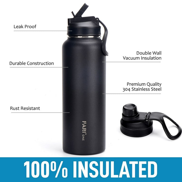 32 Ounce Stainless Steel Water Bottle, Sports Bottle, with Double Wall —