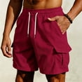 thumbnail image 4 of Titcea Men's Cargo Shorts Summer Casual Solid Straight Drawstring Cargo Pants Elastic Waist Multi Pockets Loose Fitted Outdoor Hiking Shorts, 4 of 6