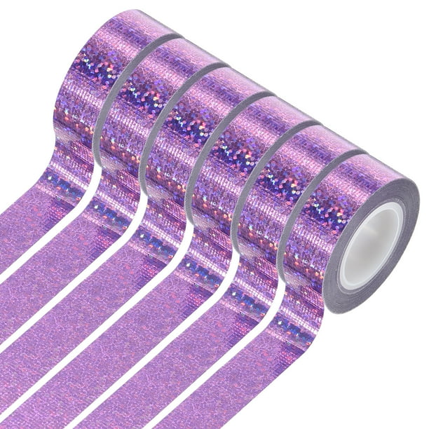 Uxcell 6 Rollos de Cinta Holográfica Cinta Decorativa 0.6 Pulgadas x 5.5 Yardas, Púrpura Claro