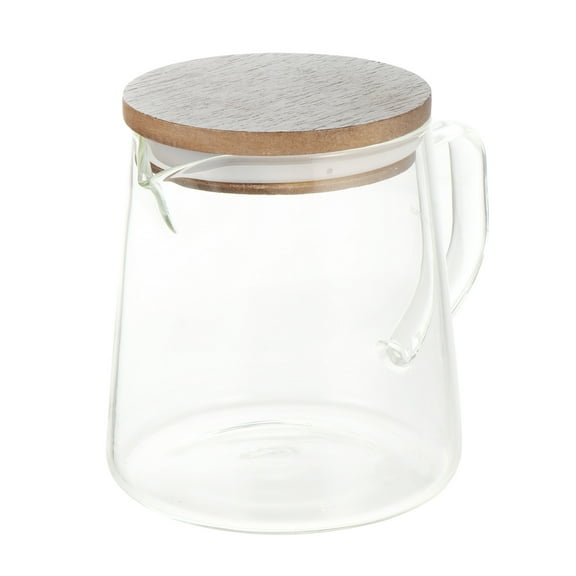 Niceauty Glass Kettle Transparent with Wooden Lid for Storage Use 1Pc