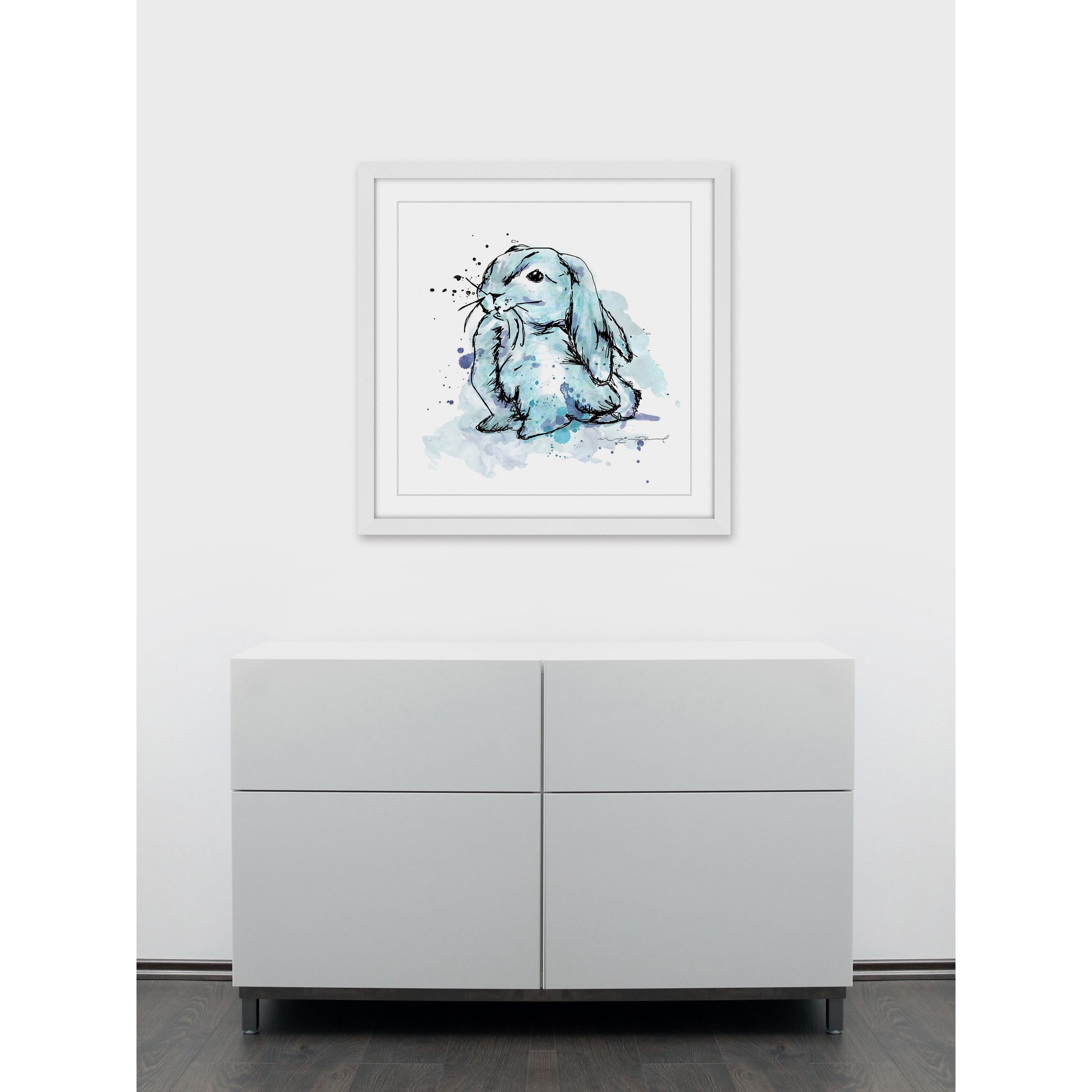 Marmont Hill "Lapin Bleu" by Marie-Eve Pharand Framed Painting Print