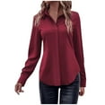 thumbnail image 2 of yillto Women Satin Dressy Shirts Button down Long Sleeve Causal Business Loose Work Office Blouse Tops, 2 of 6
