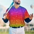 thumbnail image 4 of Fotbe Rainbow Glitter Baseball Jersey Shirt for Men and Women, Casual Short Sleeves Button Down T-Shirt-Medium, 4 of 9