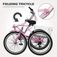 thumbnail image 3 of FICISOG Folding Adult Tricycle 7 Speed Adult Trikes 20/24/26 Cruise Trike with Basket, Foldable 3 Wheel Bike with Double-Wall Wheel Rims for Women Men Seniors Shopping Picnic, 3 of 10