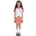 thumbnail image 6 of Owordtank Girls Summer 2 Piece Outfits Sleeveless Button Down Vest with A-Line Cute Pleated Mini Skirt for 2-8 Years, 6 of 8