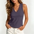 thumbnail image 2 of Trendy Tank Tops for Women V Neck Solid Color Slimming Sleeveless Top Short Everyday Summer Camisole Navy S, 2 of 8