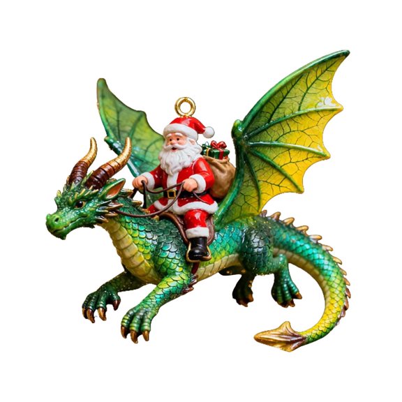 A Green Acrylic Ornament Santa Riding Dragon Christmas Tree Hanging Decoration For Car