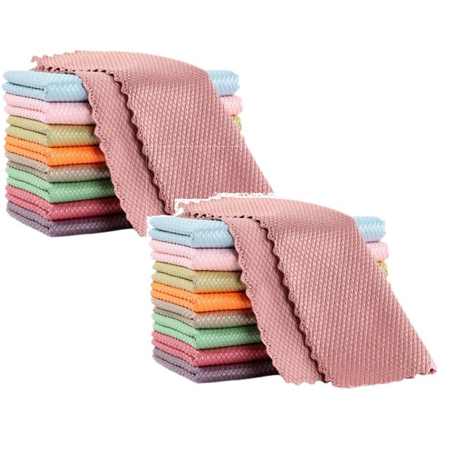 Oleegame 2PC Ten Dollar Items Striped Diamond Absorbent Reusable Easy To Clean Fiber Cleaning Cloth 15PCs/20PC