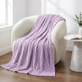 thumbnail image 2 of Utopia Bedding Fluffy Striped Fleece Blanket Lilac Throw, 50x60 Inches Warm, Lightweight, Ribbed, Soft, Cozy, Bed, Sofa, Chair, Home Decor, Gift, 2 of 5