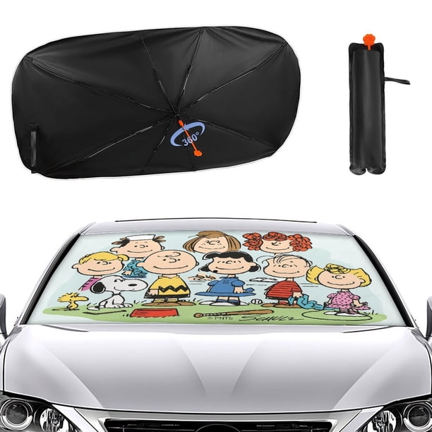 Peanuts Sombrilla Solar para Auto - Protector de Parabrisas Plegable | Cortina Solar Delantero | Bloqueo UV y Aislamiento de Calor 133x73cm