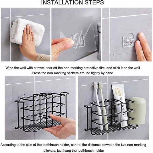 Toothbrush Holder for Bathroom, Wall Mounted Stainless Steel Toothbrush Holder Organizer for Electric Toothbrush, Toothpaste, Mouthwash Cup, Facial Cl