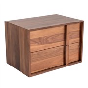 Limari Home Berlin Modern Veneer and Solid Wood Bedroom Nightstand in Walnut