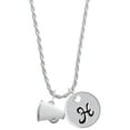 thumbnail image 1 of Delight Jewelry Silvertone Small White Megaphone Silvertone Script Initial Disc - H - Charm Necklace, 20"+3", 1 of 4