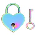 thumbnail image 1 of Candado con llave en forma de corazón chapado en metal vintage para desear amor a los amantes de aleación de zinc, 1 of 6