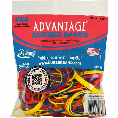 Alliance Rubber Advantage Assorted Sizes and Colors Rubber Bands, 2 oz Bag