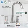 thumbnail image 3 of PARLOS Widespread 2-Handle Bathroom Sink Faucet, Brushed Nickel, 3 of 9