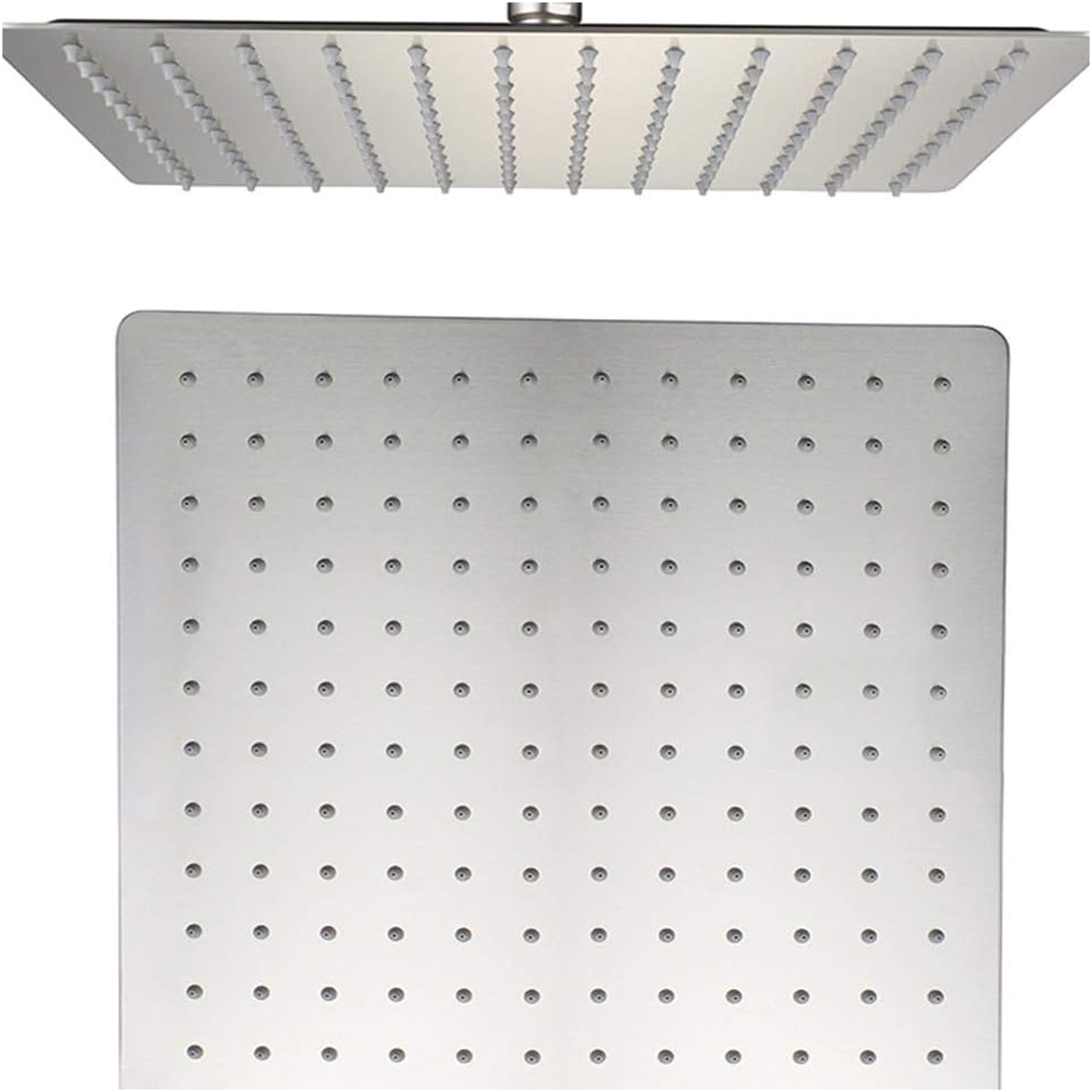 JERFIT 12 Inch Square Rain Shower Head, Brushed Nickel 304 Stainless Steel, High Pressure Rainfall Showerhead for Luxurious Spa Experience
