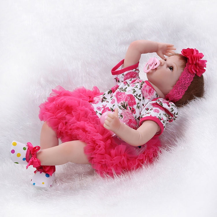 Winado 22 Reborn Baby Doll,Cloth Body & Silicone Limbs,Pink Tutu Dress 