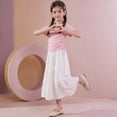 thumbnail image 4 of qelini Girls 2 Piece Outfit 8-16Years Mock Layer Short Sleeve Top with White Skirt Casual Summer for Teens Solid Color Summer Wear, 4 of 8