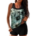 thumbnail image 2 of Sokhug Womens High Waisted Conservative Tankini Set Fashion Printed Two Piece Swimsuit with Built in Bra Padded Bathing Suit, 2 of 5