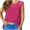 Hot Pink, variant on Fesfesfes Women T Shirts Women Fashion Round-Neck Solid Color Splicing Sleeveless Vest Tank Tops T-Shirt Tee 4(S)