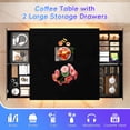 thumbnail image 4 of Aphthongs 43.3 Inch Coffee Table with LED Lights, High Glossy Center Table with 2 Storage Drawers, 4 of 7