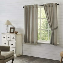 VHC Brands Hatteras Seersucker Ticking Striped Cotton Americana Curtains Rod Pocket Drawstring Ties Prairie Panel Pair, 84x36x18, Denim Blue