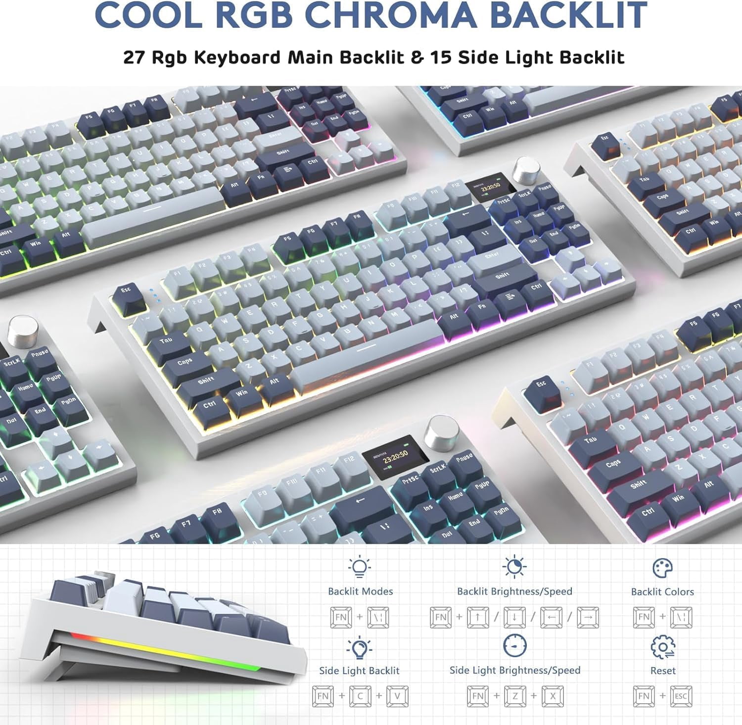 ATTACK SHARK K86 Wireless Mechanical Keyboard 75% with TFT Color Display & Knob Apex Pro TKL, 2.4G/Bluetooth/USB-C Wired RGB Backlit, Hot Swappable