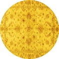 thumbnail image 1 of Ahgly Company Machine Washable Indoor Round Oriental Yellow Traditional Area Rugs, 6' Round, 1 of 4