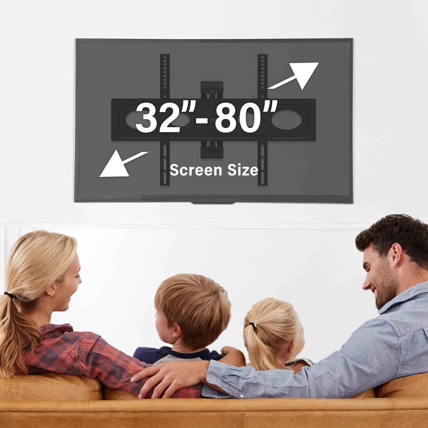 Monster Full Motion TV Mount for 32”-80” TVs up to 88 Lbs., Flat Panel Swivel & Tilt Television Mount, Heavy Gauge Steel Construction, Tilts 5° - -15°, 90° Swivel