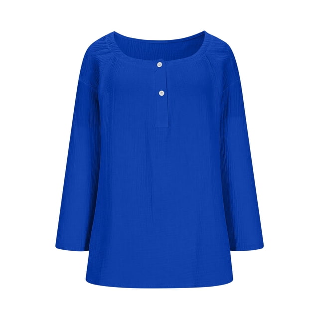 Camisetas de Trabajo de Manga Larga con Cuello de Botón Pullover Top Suelto para Casual, Viajes, Calle Y Escuela