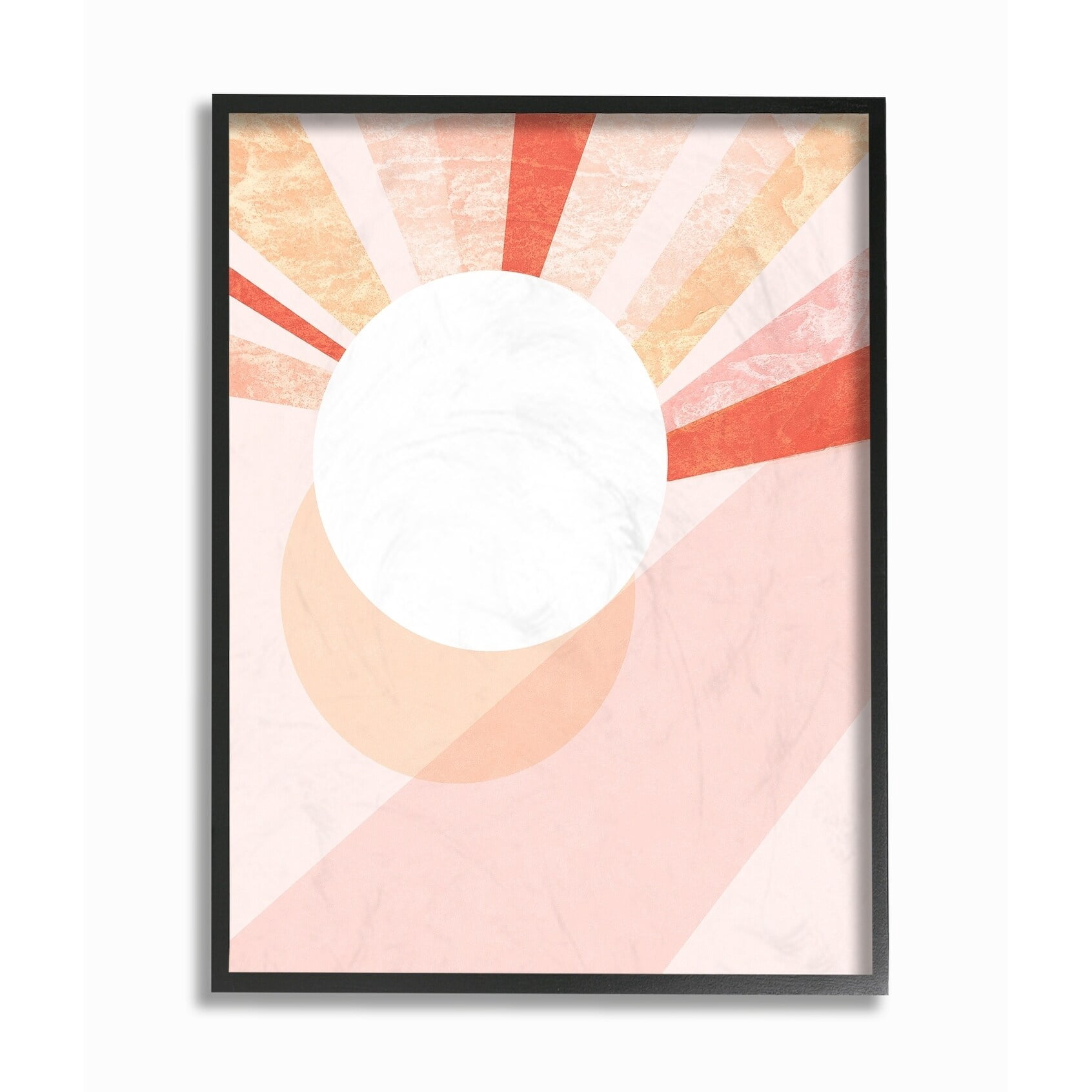 The Stupell Home Decor Peach Mod Stone Texture Geometric Suns Rising Framed Texturized Art