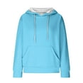 thumbnail image 5 of Kaprioy Womens Hoodies Casual Long Sleeve Drawstring Waffle Pullover Tops Loose Hooded Sweatshirt with Pocket Sky Blue, XL, 5 of 6