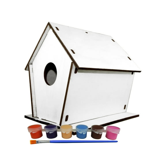 Newhouse Pet DIY Wooden Birdhouse Kit NHP-DIYH-SQ, Easy-to-Build DIY Birdhouse Kit for Kids, Arts and Crafts for Adults and Kids, Bird House for Outside with Weather-Resistant Acrylic Paints