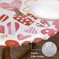 thumbnail image 3 of Valentine's Day Round Tablecloth, Fitted Table Cover with Elastic for 55"-60" Round Tables, Colorful Heart Love Modern Minimalist Table Cloth Outdoor Indoor Dinning Party Waterproof Tablecloths, 3 of 7