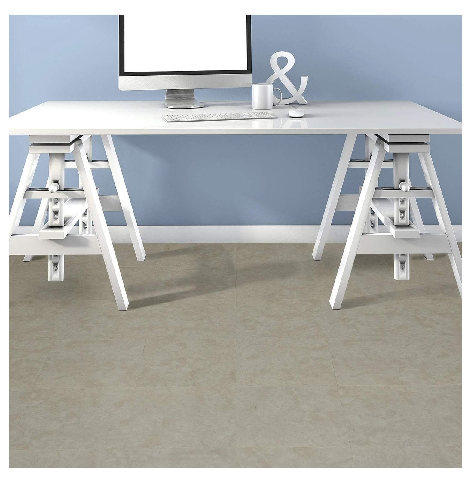 Marble Beige Granite Marble Vinyl Floor Tiles Self Stick Peek Flooring 12'' x 12'' 1-Pack (20 Pieces)