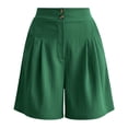 thumbnail image 5 of PiGOGI Women's Loose High Waist Wide Leg Shorts with Pocket Solid Color Casual Summer Lightweight Pants Green XL, 5 of 6