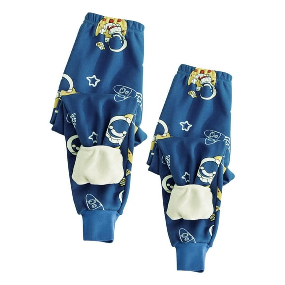 Favoffer 2PC Boys Girls Fleece-Lined Tight Pants Toddler Winter Cartoon Printed Elastic Waist Warm Leggings for Daily/Home/Outing 2-13Y