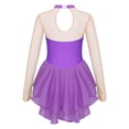 thumbnail image 2 of YEAHDOR Kids Girls Sequins Floral Decorated Patchwork Skating Dance Dress Long Sleeve Gymnastics Dress Purple 14, 2 of 6