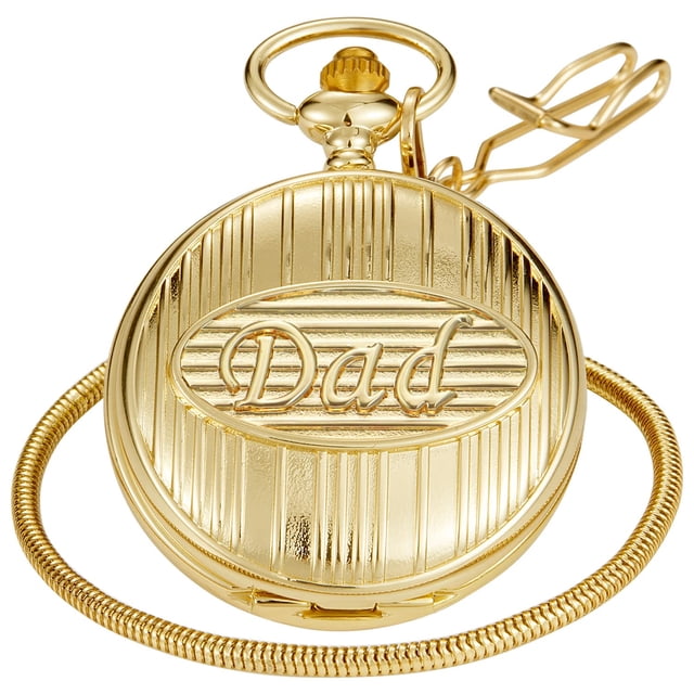 Reloj de bolsillo Realpoo Gold para papá con cadena